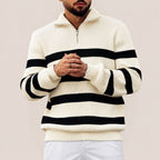 Heren gestreepte zip knit trui