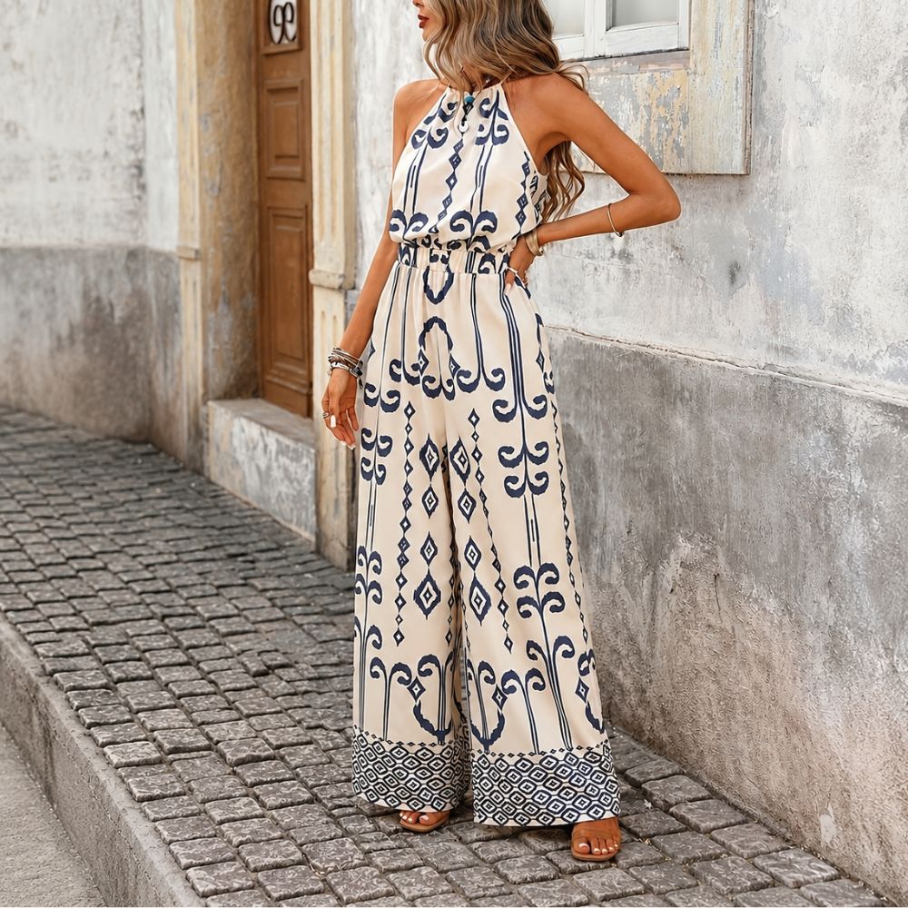 Dames bohemian jumpsuit met print