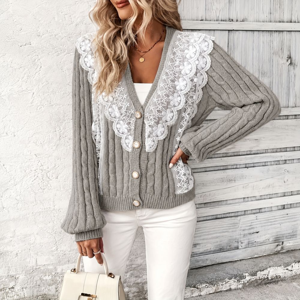 Dames vest met kanten detail
