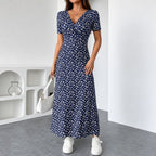 Dames maxi jurk met bloemenprint en V-hals