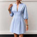 Dames gestreepte taille jurk