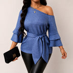 Dames blouse met asymmetrische tailleceintuur