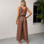 Dames jumpsuit met gestreepte wijde pijpen