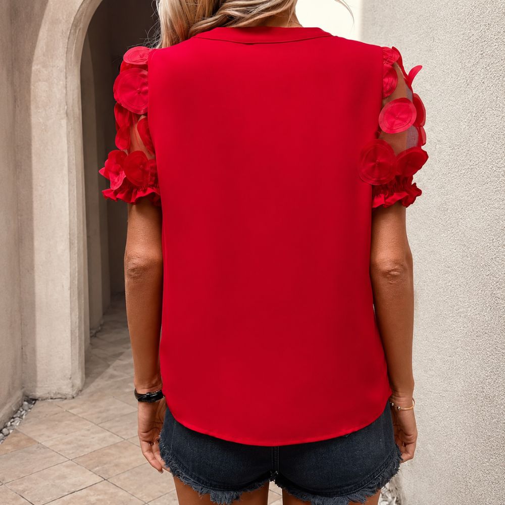 Dames mesh pofmouw blouse