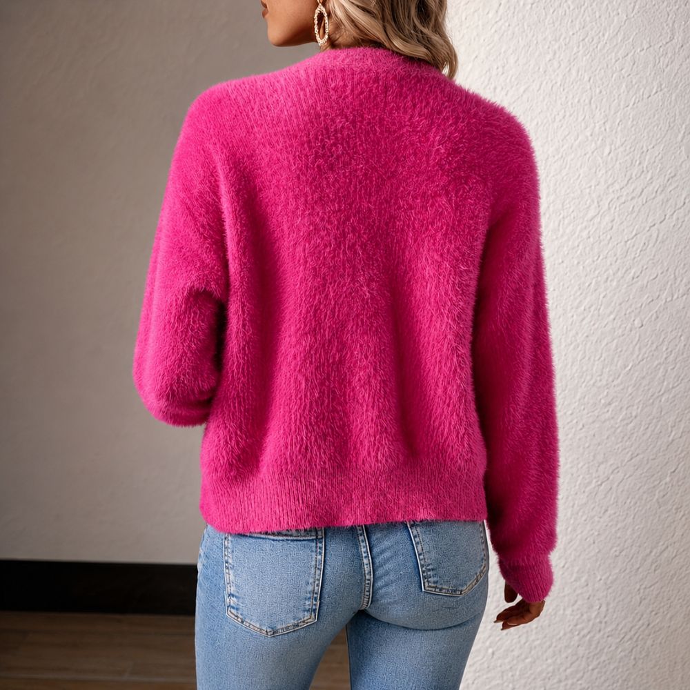 Dames pluizig knoopvest