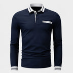 Heren poloshirt met gestreepte kraag