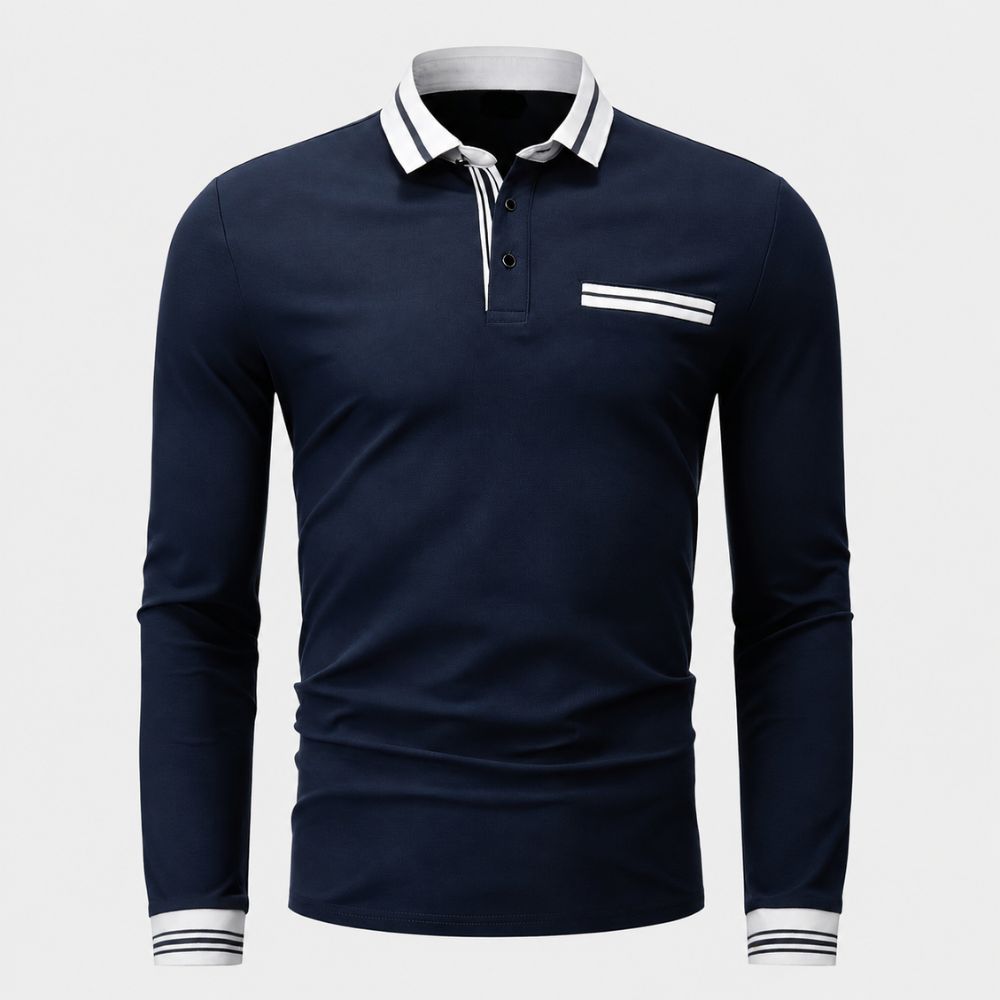 Heren poloshirt met gestreepte kraag