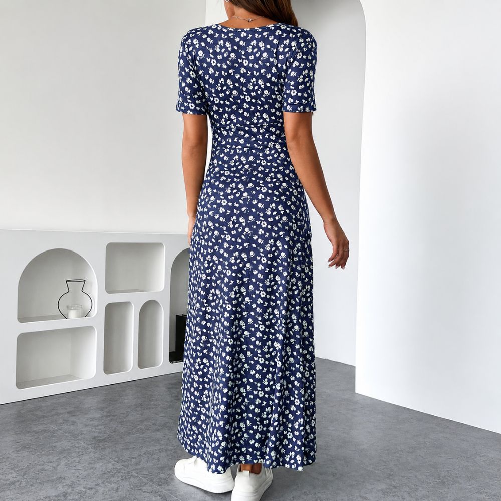 Dames maxi jurk met bloemenprint en V-hals