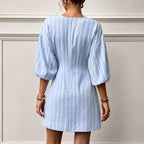 Dames gestreepte taille jurk