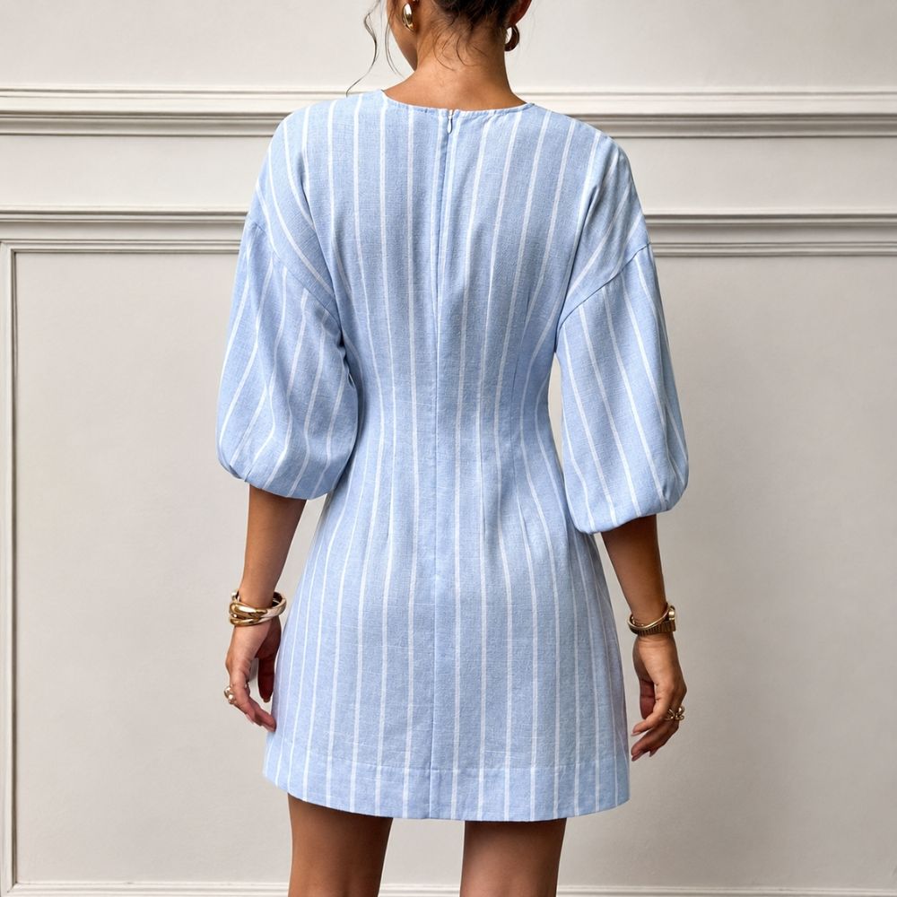Dames gestreepte taille jurk
