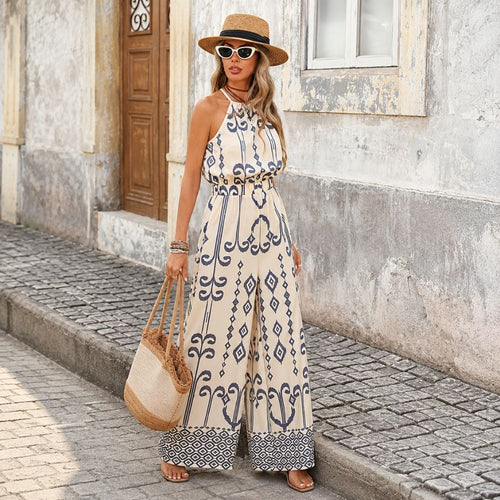 Dames bohemian jumpsuit met print