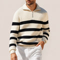 Heren gestreepte zip knit trui