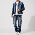 Heren raw hem tweedelige set