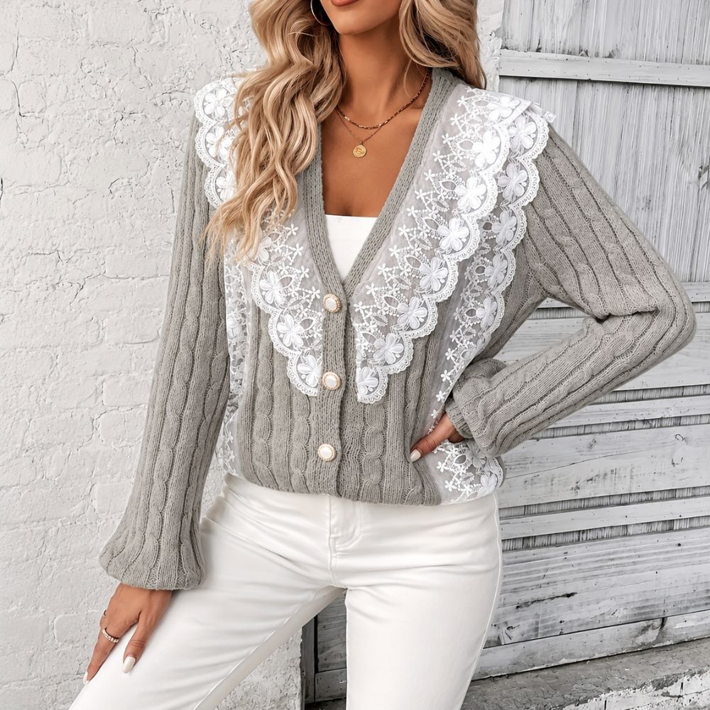 Dames vest met kanten detail