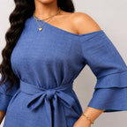 Dames blouse met asymmetrische tailleceintuur