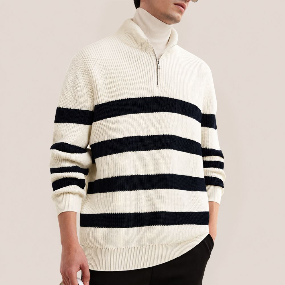 Heren gestreepte zip knit trui