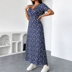 Dames maxi jurk met bloemenprint en V-hals