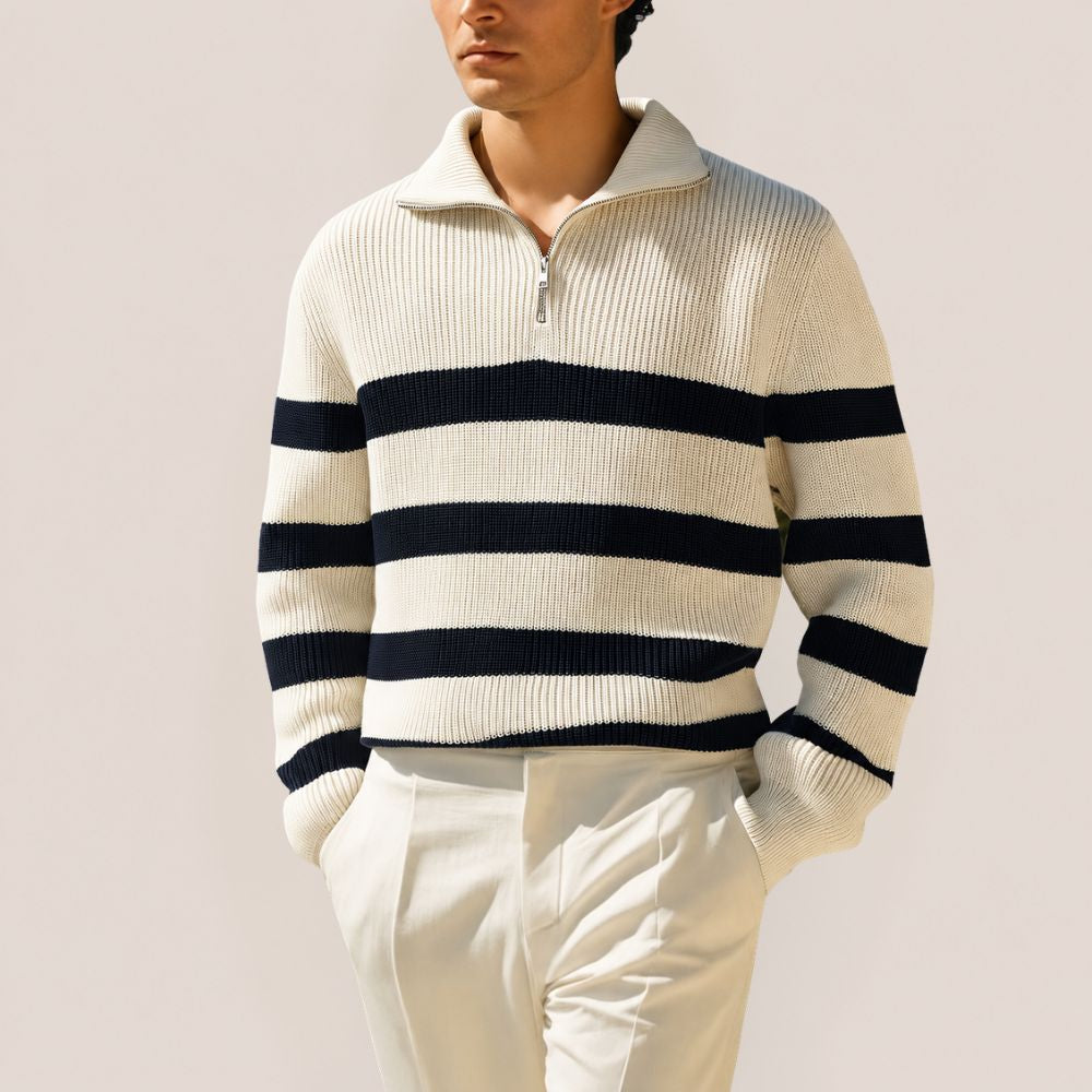 Heren gestreepte zip knit trui