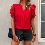 Dames mesh pofmouw blouse
