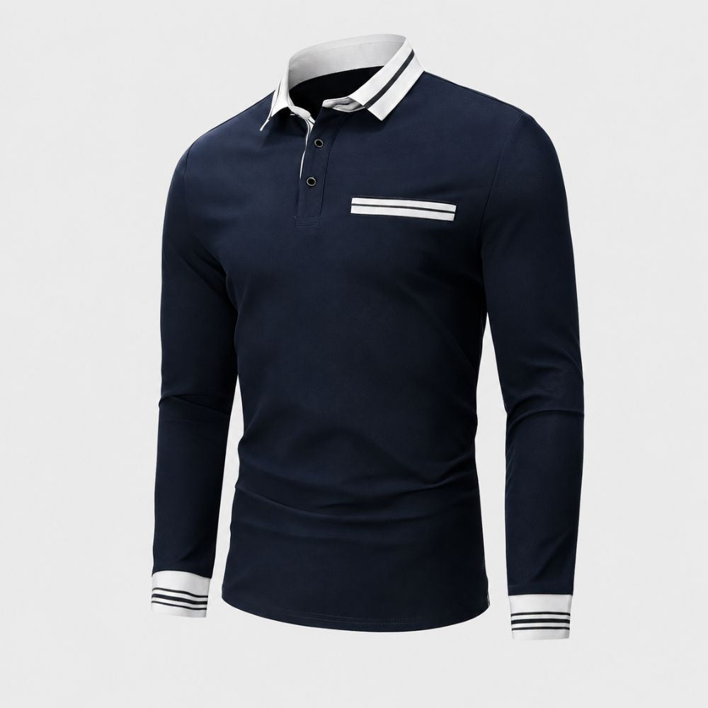 Heren poloshirt met gestreepte kraag