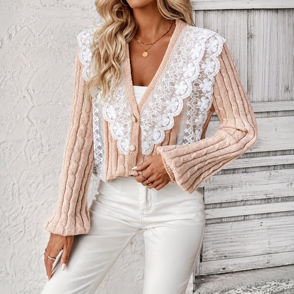 Dames vest met kanten detail