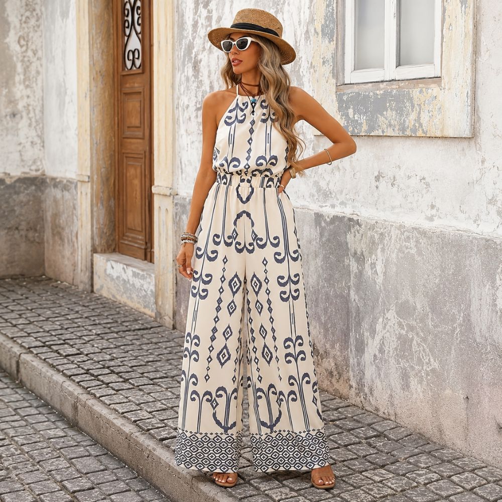 Dames bohemian jumpsuit met print