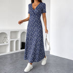 Dames maxi jurk met bloemenprint en V-hals