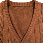 Heren kabelgebreid vest met knopen