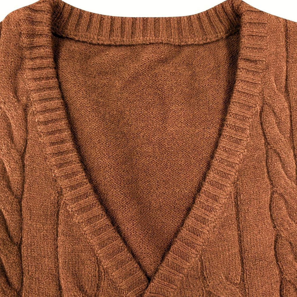Heren kabelgebreid vest met knopen