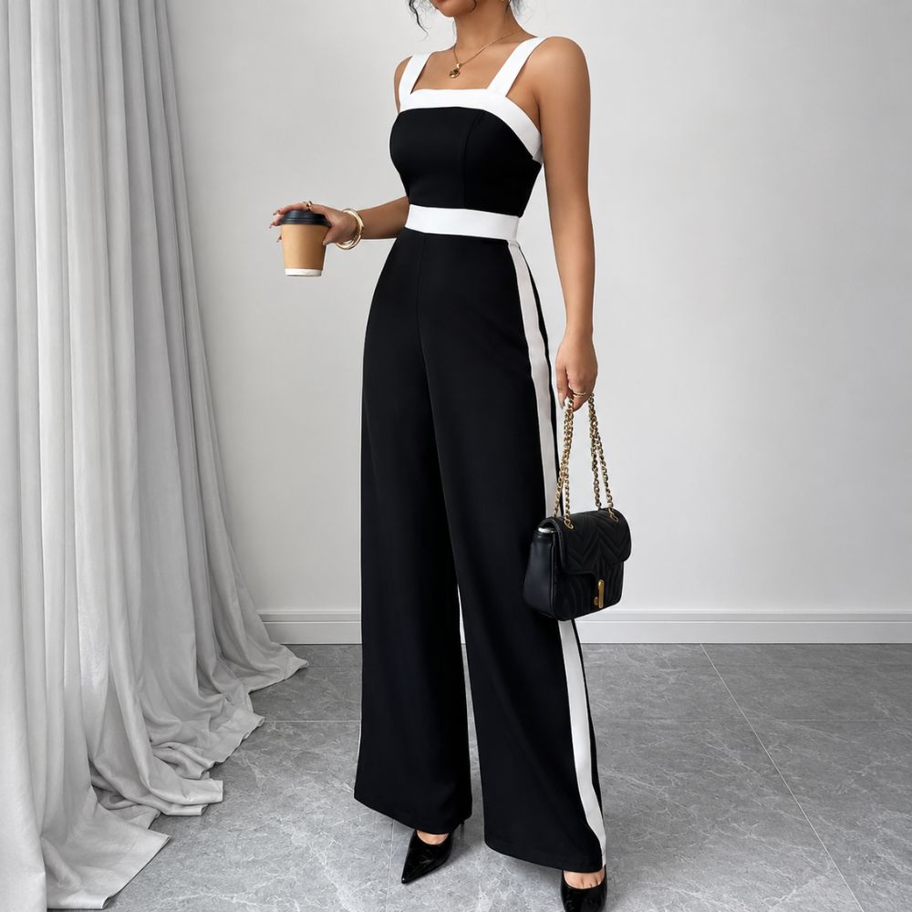 Dames jumpsuit met contrastdetails