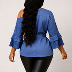 Dames blouse met asymmetrische tailleceintuur